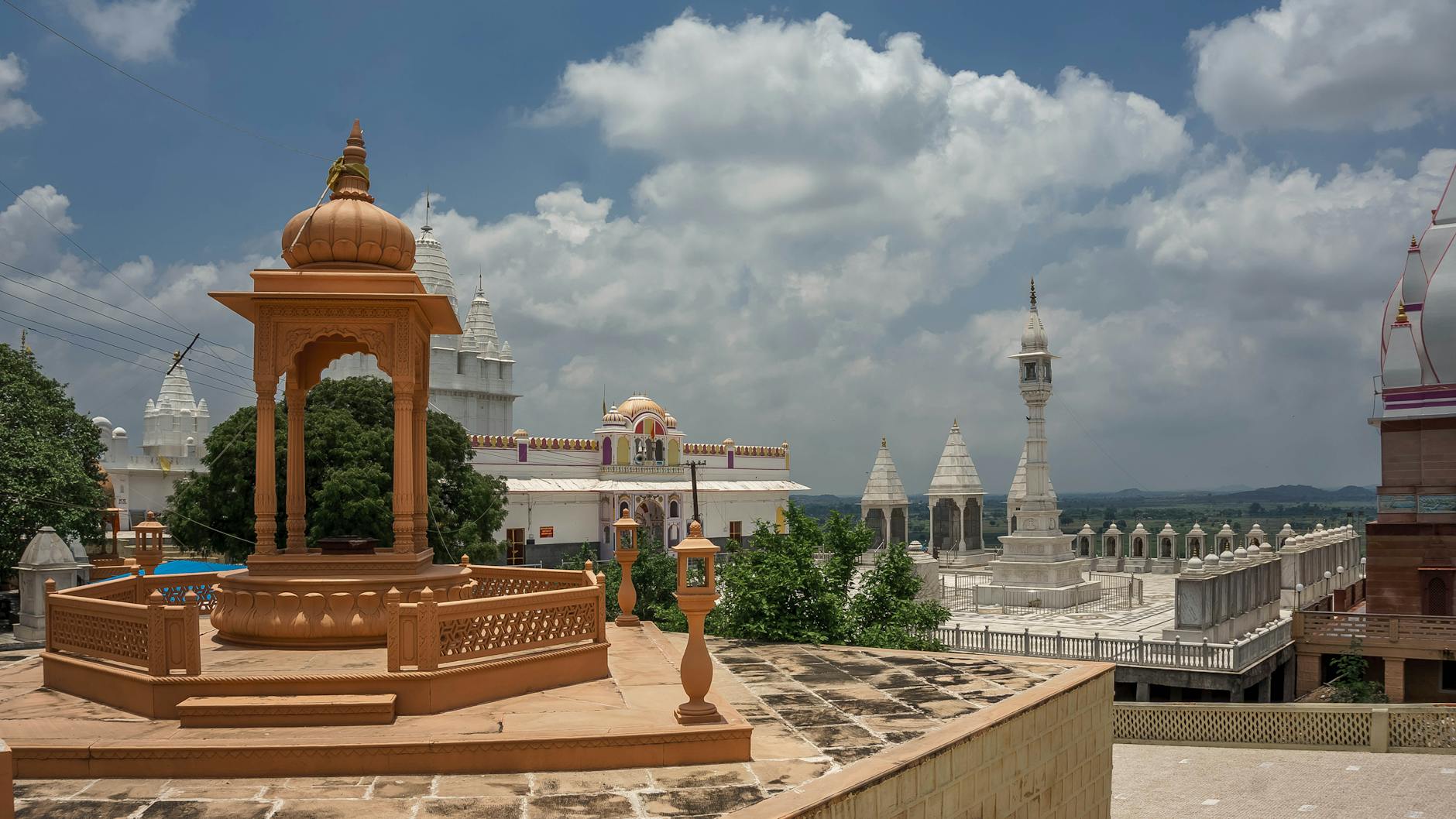 bhadona temple complex under blue skies